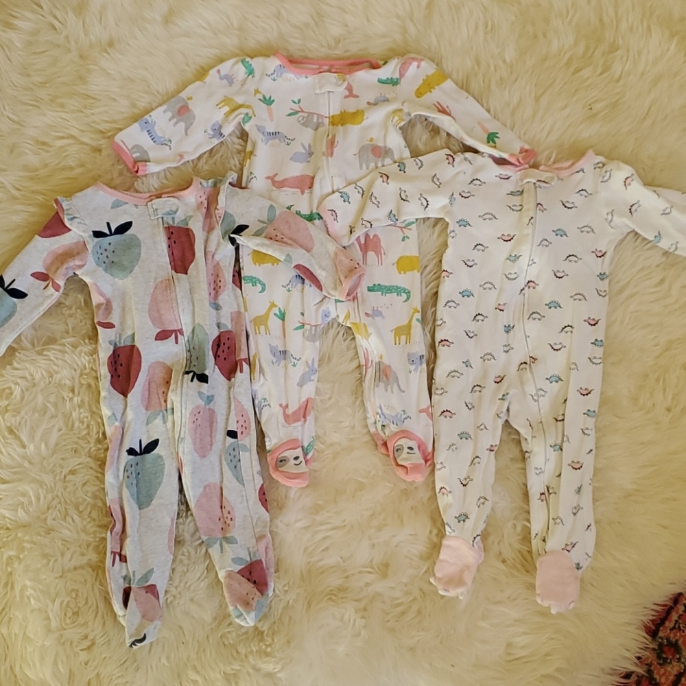 Bundle of 3 Carter's cotton baby sleeper pj's